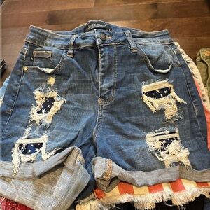 Judy Blue Women's Distressed Denim Shorts - Blue